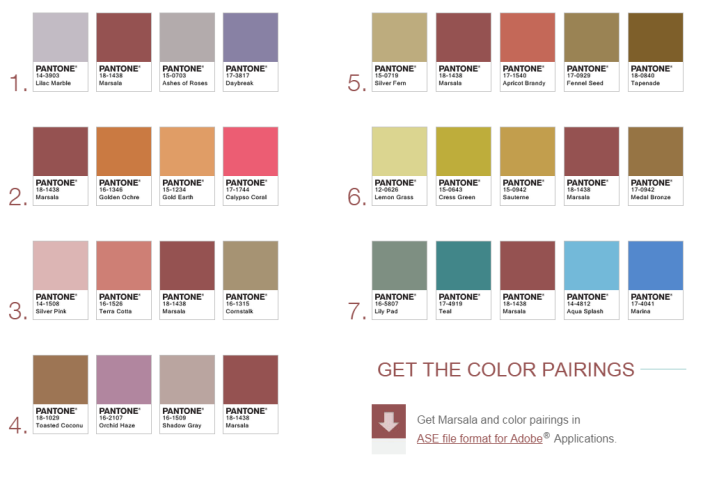 Pantone 2015 Color Palette Marsala